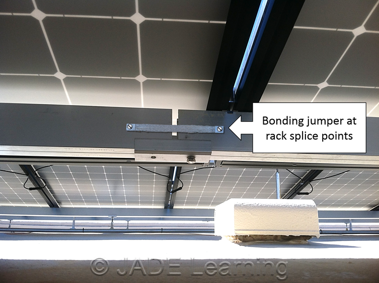 Figure 3. Identified bond jumpers are required where sections of the rack system join with other sections 